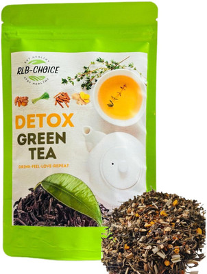RLB-CHOICE Detox Green Tea Loose Leaves | Ginger, Turmeric & Cinnamon Blend | Green Tea Pouch(200 g)