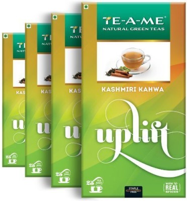 TE-A-ME Kashmiri Kahwa Pack of 4 (4 X 25 = 100 Tea Bags) Cinnamon, Cardamom Green Tea Bags Box(4 x 25 Bags)