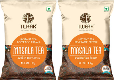 Tweak Instant Masala Tea Premix 1Kg | Masala Chai with Milk & Sugar | 62 Cups Cloves, Black Pepper, Cardamom, Ginger Instant Tea Pouch(2 x 1 kg)