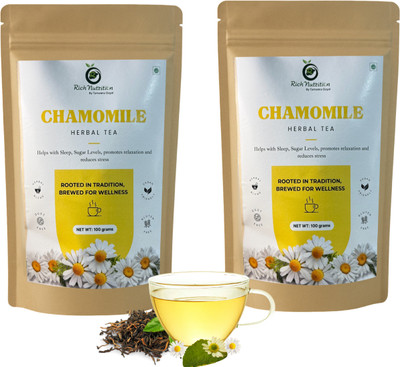 RichNutrition Chamomile Tea - Helps with Sleep, Sugar Levels and Relaxation Chamomile Herbal Tea Bags Pouch(2 x 100 g)