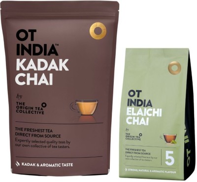 OT INDIA Kadak Chai 1 kg & Elaichi Chai 250gm (Pack of 2) Healthy, Energizing Plain, Cardamom Tea Pouch(1250 g)