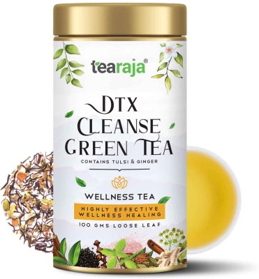 Tearaja DTX Green Tea Loose Leaf Tins, 100 Gms Black Pepper, Herbs, Cardamom, Tulsi, Cloves, Ginger, Spices, Cinnamon Herbal Tea Vacuum Pack(100 g)
