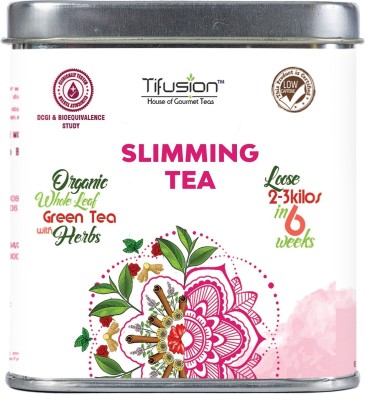 Tifusion Slimming Healthy Green Tea 100gms (50 Cups) | Wellness | Slim Tea For Weight Loss | Detox Tea For Weight Loss Lemon Green Tea Tin(100 g)