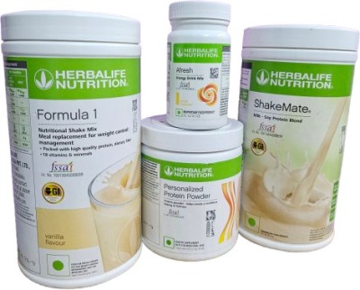 HERBALIFE F1 VANILLA SHAKE &PROTEIN POWDER 200GM & ENERGY DRINK LEMON & SHAKEMATE 500GM Green Tea Tin(4 x 0.31 g)