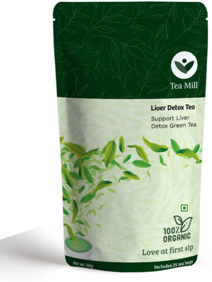 TEA MILL Detox Green Tea Cleanse, Energize & Rebalance Lavender, Chamomile, Peppermint, Fennel, Herbs Tea Bags Pouch(60 g)