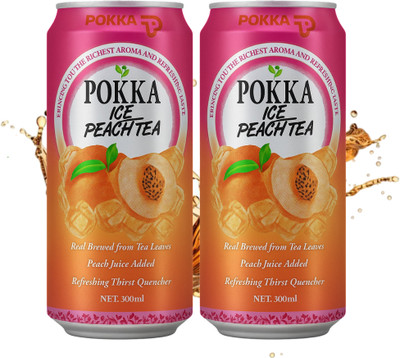 Pokka Peach Iced Tea | Ready to Drink | No Artificial Flavor - Natural & Refreshing Peach Infusion Tea Tin(2 x 300 ml)