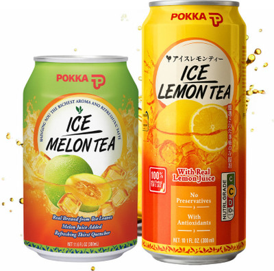 Pokka Ice Melon, & Lemon Tea | Ready to Drink | Assorted Iced Tea Tin(2 x 300 ml)