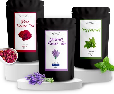 MITHILA ESSENCE COMBO TEA GIFT (Lavender, Rose 40gm, Peppermint 40gm) | Caffeine Free Rose, Peppermint, Lavender Herbal Tea Pouch(3 x 40 g)