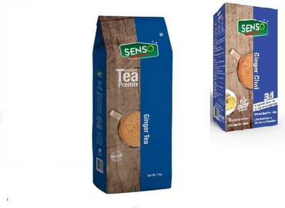 Senso Ginger Instant Tea 10 sachets & Ginger Chai 1 kg Combo Ginger Masala Tea Pouch(2 x 600 g)