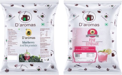 D'aromas PinkLemonade & Blueberry Ice Tea 1kg|Instant Premix Ice Tea Powder|Summer Drink Blueberry, Lemon Iced Tea Pouch(2 x 0.5 kg)