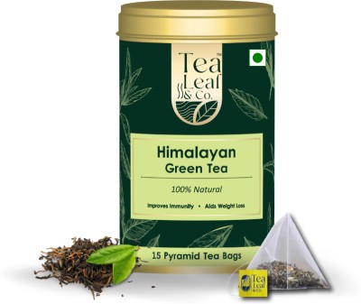 TLC Tea Leaf & Co. Himalayan Green Tea for weight loss Pyramid Tea bags Green Tea Tin(15 Bags)