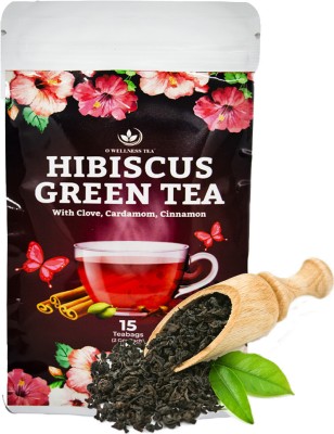 O WELLNESS Pure Hibiscus Green Tea 15 Teabags (2 Gm Each) Herbal Tea for High BP Control, Hibiscus, Cloves, Cinnamon Green Tea Pouch(15 x 2 g)