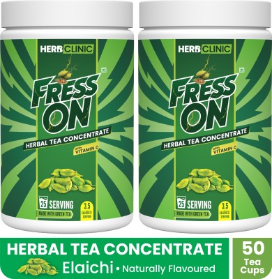 HerbClinic FRESSON Herbal Tea Concentrate |Green Tea, Vitamin C |Immunity Energy Metabolism Cardamom Herbal Tea Plastic Bottle(2 x 25 g)