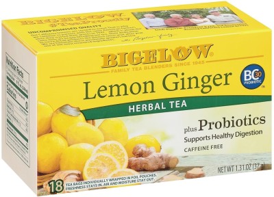 Bigelow Lemon Ginger Plus Probiotics 18 Tea Bags In 1 Pack | Herbal Tea Bags Box(37 g)