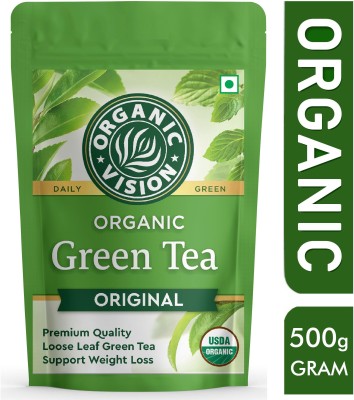 Organic Vision Premium Green Tea | Rich in Antioxidants | Refreshing and Energizing Unflavoured Green Tea Pouch(500 g)