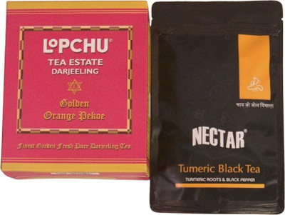 Nectar Combo Pack Red GOP Tea - 500g (250 Cups) and Turmeric Haldi Tea 100g (50 Cups) Herbs Green Tea Box(2 x 300 g)