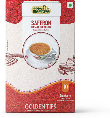 Golden Tips All-in-1 Instant Premix Saffron Tea,14g Per Serve,Quick & Easy To Make,10 Sachet Saffron Black Tea Box(140 g)