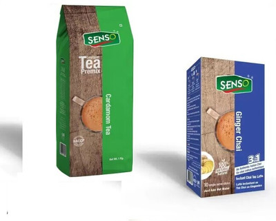 Senso Instant Premix Ginger Tea & Instant Cardamom Tea Pouch 1kg Combo offer Masala Tea Pouch(2 x 600 g)