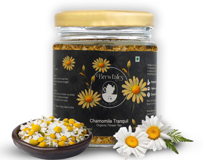 BREWTALES Chamomile Tranquil Organic Flower Loose Tea Petals Herbal Infusion Tea Glass Bottle(20 g)