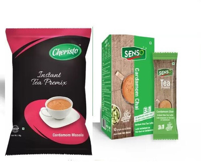 Senso Instant Premix Cardamom Tea sachets & Cardamom Masala 1kg Combo Masala Tea Pouch(2 x 1 kg)