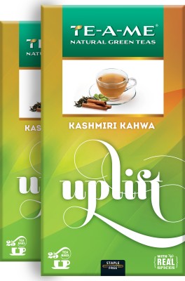 TE-A-ME Kashmiri Kahwa Pack of 2 (2 X 25 = 50 Tea Bags) Cardamom, Cinnamon Green Tea Bags Box(2 x 25 Bags)