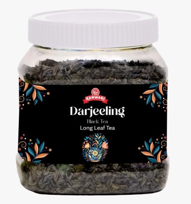 Kanwari Darjeeling Black Tea 200 gm Loose Leaf (100 Cups) whole Long Leaves Black Tea Glass Bottle(200 g)