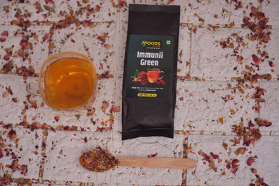 Immunii Green Herbal Tea Loose Leaves Immunity Boosting, Weightloss Rose, Turmeric, Ginger, Black Pepper, Cinnamon, Liquorice Herbal Infusion Tea Pouch(25 g)