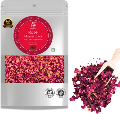 tea & me Rose Petals Sun Dried Leaves, Rose Flower Tea, Gulab Patti for Hair & Skin Rose Herbal Tea Pouch(50 g)