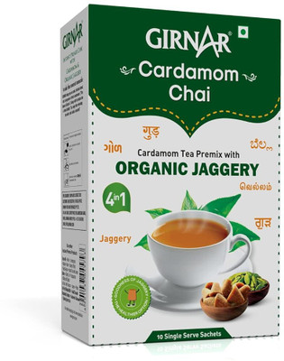 Girnar Jaggery Cardamom Chai 10TB Pack of 2 Cardamom Instant Tea Box(2 x 10 Sachets)