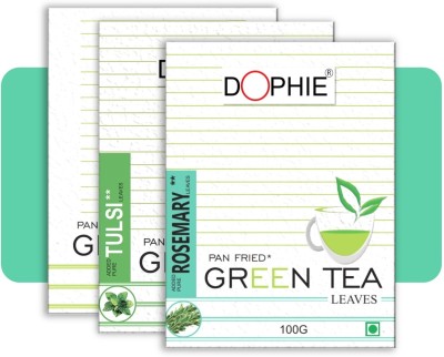 dophie Rosemary Green Tea -1,Tulsi/Basil Green Tea-1, Loose Green Tea -1(300g) Tulsi, Herbs, Unflavoured Green Tea Box(3 x 100 g)