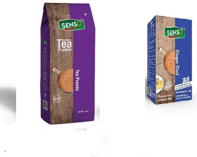 Senso Ginger Instant Tea 10 sachets & plain tea premix 1 kg Combo Masala Tea Pouch(2 x 600 g)