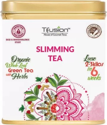 Tifusion Slimming Tea - Cinnamon, Ginger,Tulsi- Natural Herbal Whole Loose Leaf Green Tea Tin(30 x 1 Bags)