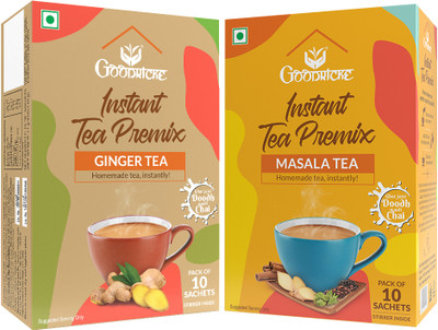 Goodricke Instant Tea Premix – Masala Tea & Ginger Tea Combo Pack Instant Tea Box(2 x 10 Sachets)