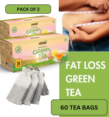 Zidella Herbals Weight Loss Green Tea | Immunity Booster - Slimming Tea - Detox Tea ( Lemon ) Lemon Green Tea Bags Box(2 x 30 Sachets)