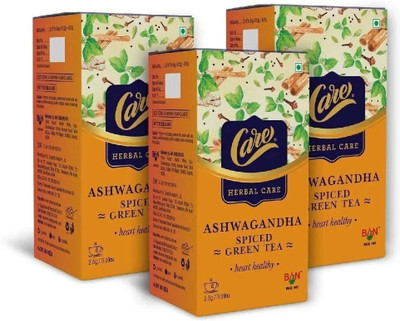 CARE ASHWAGANDHA SPICED GREEN TEA - 75 TEA BAGS Black Pepper, Cardamom, Cinnamon, Cloves, Ginger, Tulsi Green Tea Bags Box(3 x 25 Bags)