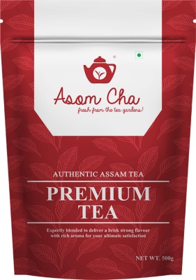 asom cha Premium Tea | 2kg [500g x 4] | Authentic Assam CTC Black Tea | Kadak Chai Patti | Strong Regular Tea | Fresh from The Tea Garden Unflavoured Tea Pouch(4 x 0.5 kg)