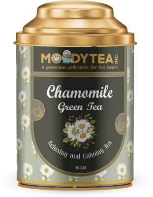 MOODY TEA Chamomile Green Tea - Relaxing, Stress-Relieving, Soothing Loose Leaf Tea Chamomile Green Tea Tin(100 g)