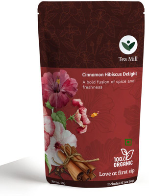 TEA MILL Cinnamon Hibiscus Delight Spiced. Tangy. Refreshing. Cinnamon, Hibiscus, Cloves Tea Bags Pouch(60 g)