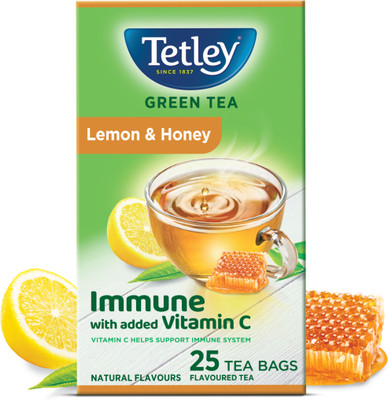 Tetley Uplifting Lemon, Honey Green Tea Bags Box(25 Bags)