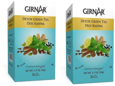 Girnar Detox Green Tea Desi Kahwa Pack of 2 Herbs Green Tea Bags Box (2 x 36 Tea Bags) Spices, Herbs Green Tea Bags Box(180 g)