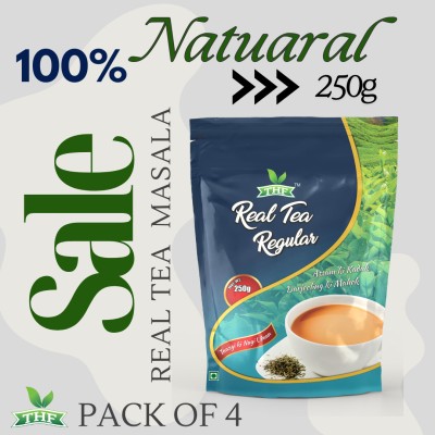 THF Real Tea Regular 250g pack, premium tea leaves,strong refreshing kadak tea Black Tea Pouch(4 x 250 g)