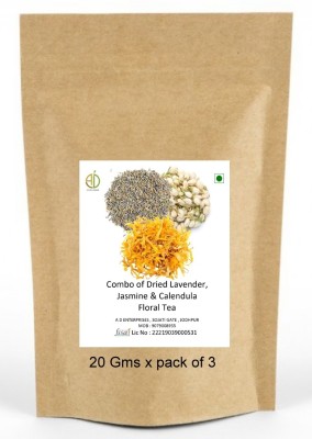 A D FOOD & HERBS Combo Of Dried Lavender & Jasmine & Calendula for Tea Blends each of 20 Gms Herbal Tea Pouch(20 g)