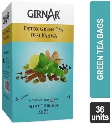 Girnar Desi Khawa Detox Cardamom, Ginger, Cinnamon Green Tea Bags Box(250 g)