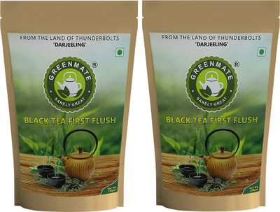 GREENMATE Darjeeling First Flush Black Tea Leaves 100gm Pack of 2 Unflavoured Black Tea Pouch(2 x 100 g)