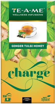 TE-A-ME Charge Ginger Tulsi Honey Infusion Tea, Pack of 25 Infusion Tea Bags Herbal Tea Bags Box(25 g)