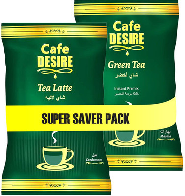 CAFE DESIRE Tea Latte Cardamom & Green Tea Masala Premix - Super Saver Pack Assorted Instant Tea Pouch(2 x 0.5 kg)