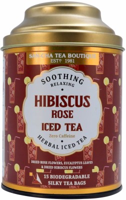 SANCHA Hibiscus Rose Iced Tea, Caffeine Free Herbal Tea Bags, Sugar Free , Hibiscus Iced Tea Tin(15 Bags)