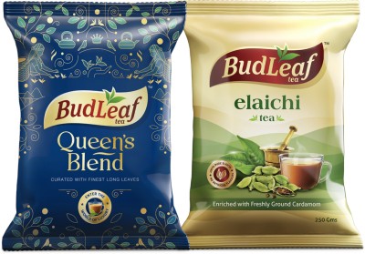 BudLeaf Black Tea Combo of Queen's Blend and Elaichi (Pack Of 2, 250 gm each) Cardamom Black Tea Pouch(2 x 250 g)
