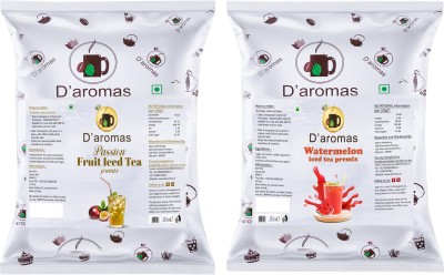 D'aromas Watermelon & Passion Fruit Ice Tea 1kg, Instant Mix Ice Tea Powder, Summer Drink Assorted Iced Tea Pouch(2 x 0.5 kg)