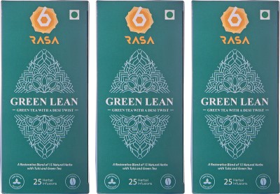 6rasa Green Tea with a Twist For Weight Loss(2g Each,75 Tea Bags) Pack of 3 Herbs Herbal Tea Bags Box(3 x 25 Bags)